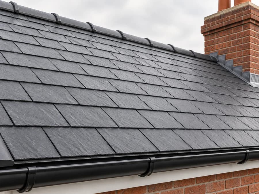 Illustration of a new slate roof on a Manchester red-brick house