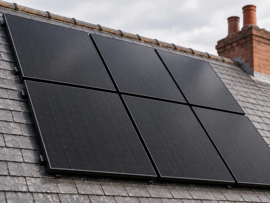 Illustration of solar panels on a Manchester red-brick home